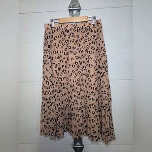 A New Day Leopard Print Pleated Skirt - Tan and Black